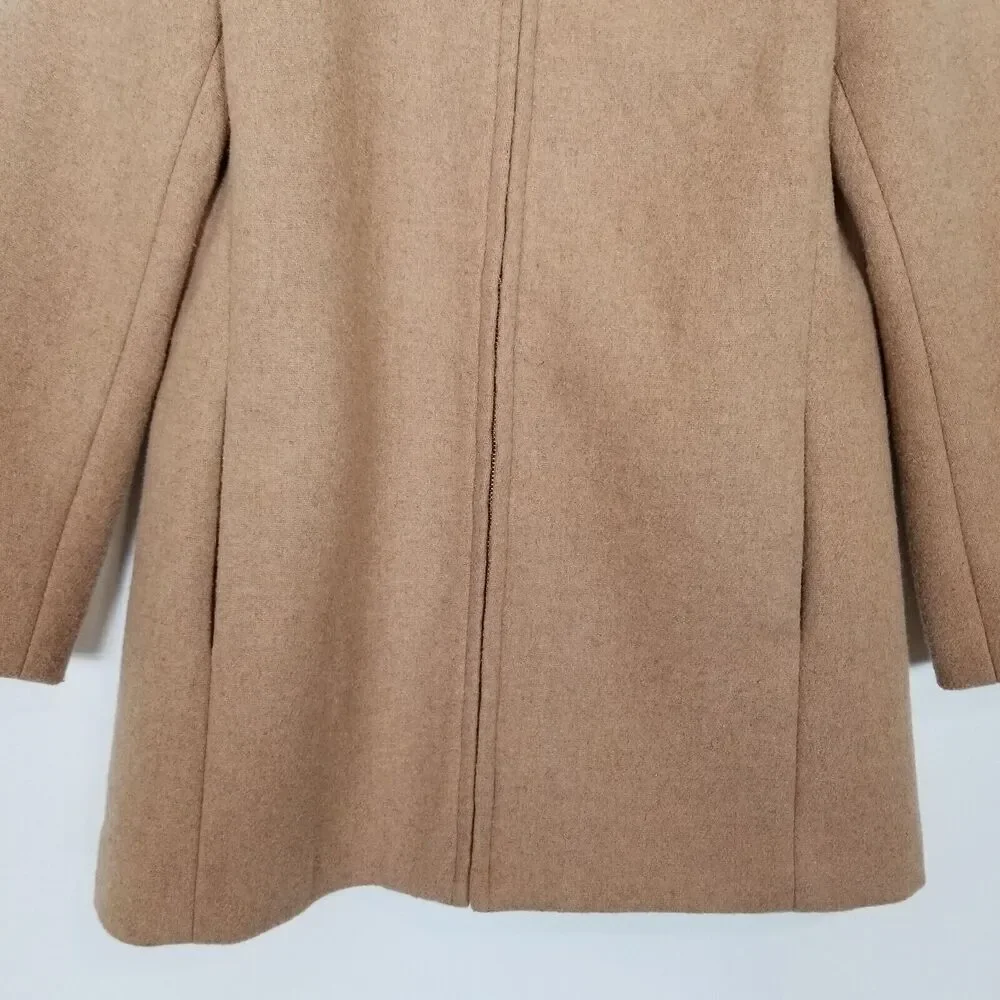 J.Crew Factory Women Village coat Sz 0 Beige Wool Blend Zip Up Preppy City - Picture 3 of 8
